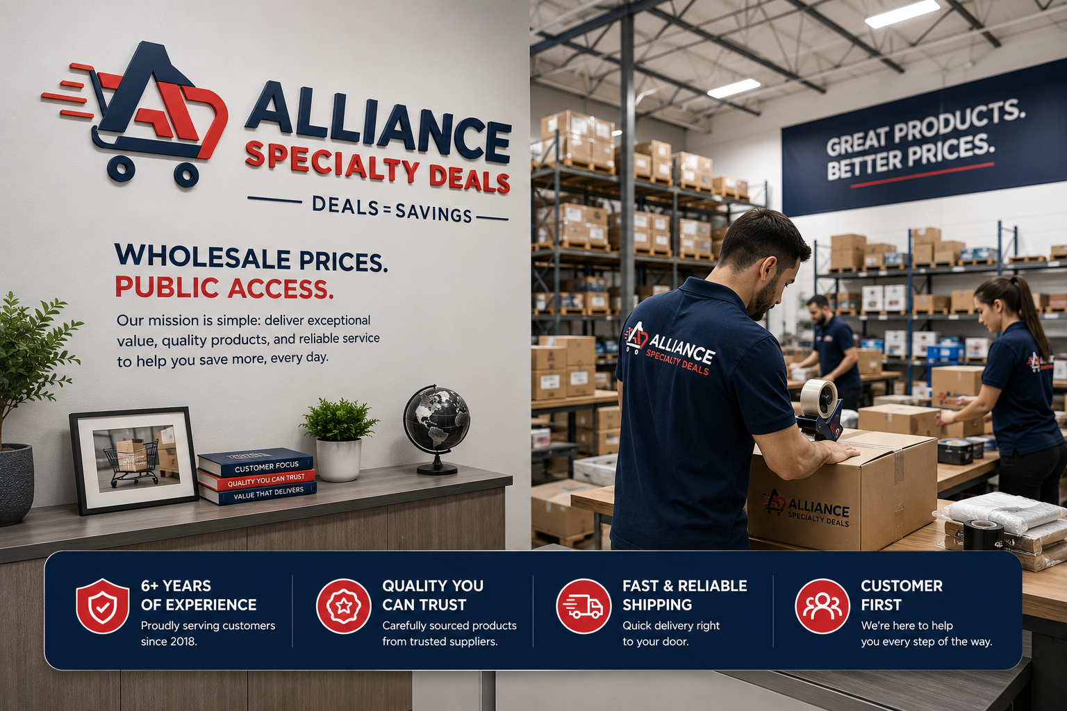 Alliance Specialty Deals office and warehouse team