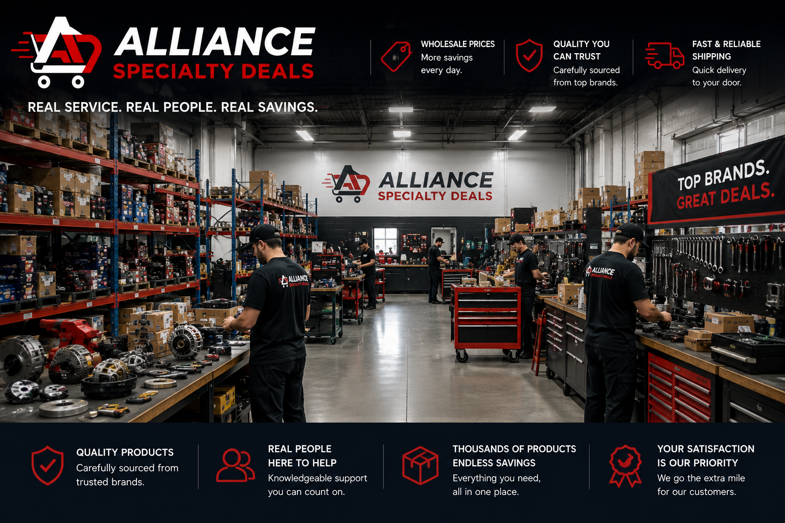 Alliance Specialty Deals warehouse and inventory